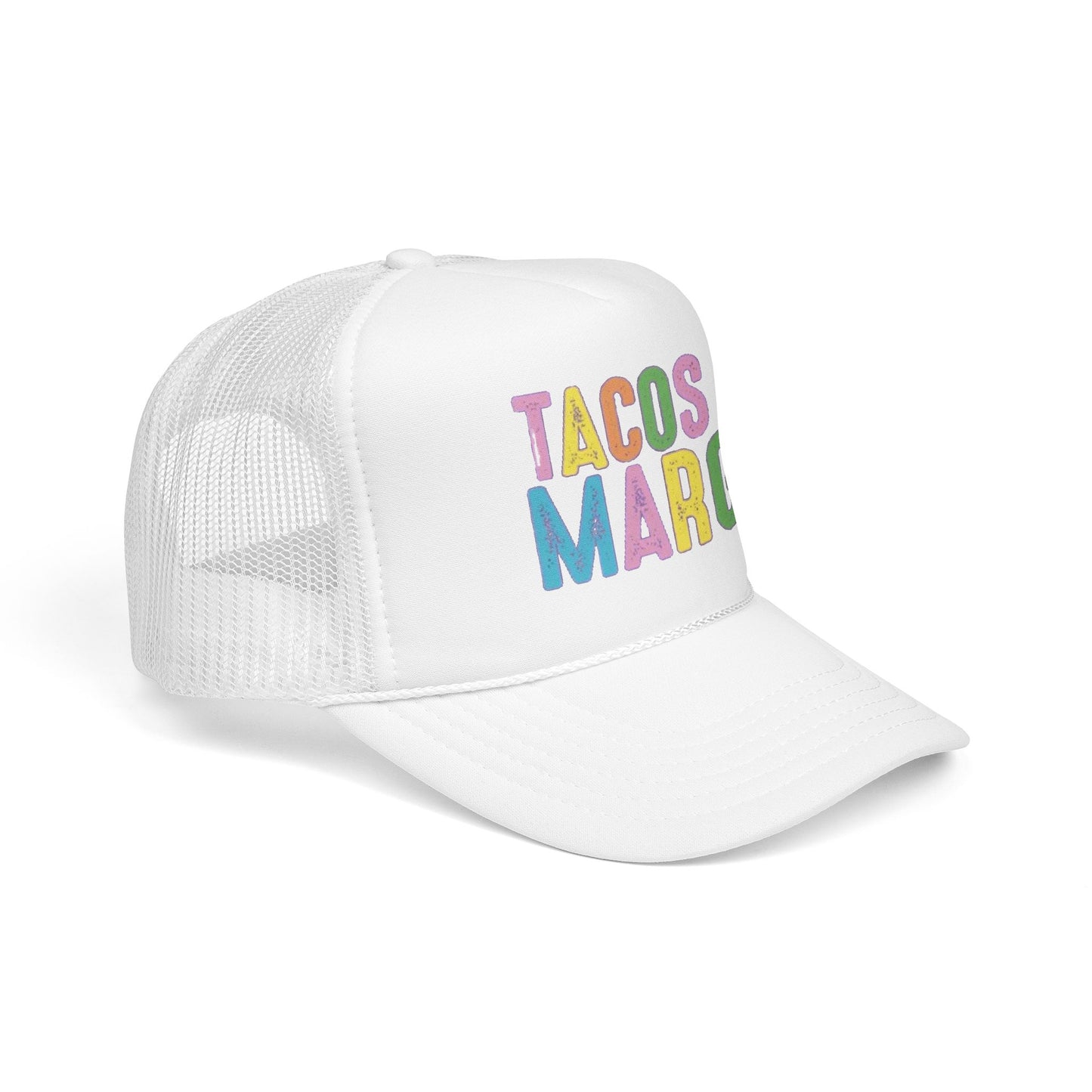Trucker Hat — "Tacos & Margs" Colorful Retro Foam Mesh Cap