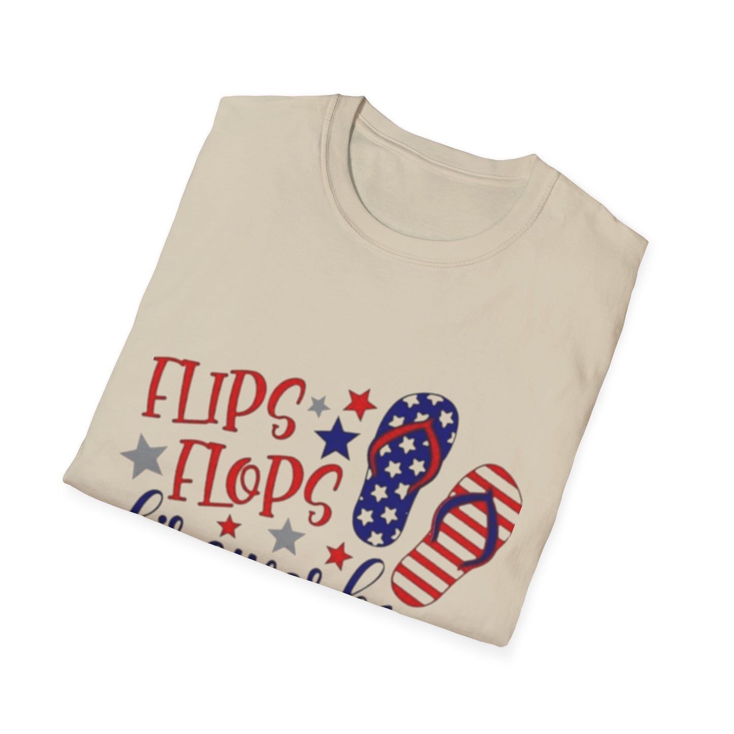 T-Shirt — "Flips Flops Fireworks & Freedom" Patriotic Fourth of July Tee