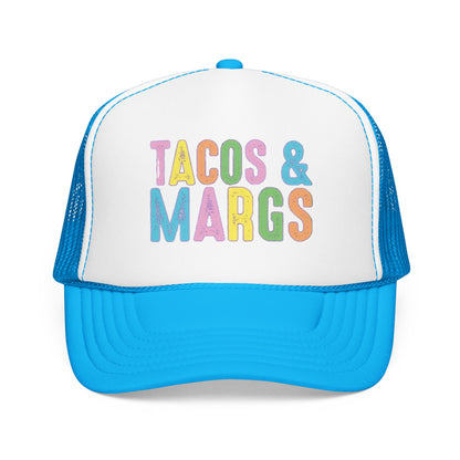 Trucker Hat — "Tacos & Margs" Colorful Retro Foam Mesh Cap
