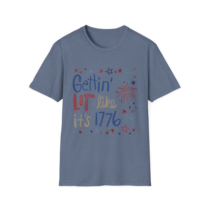 Gettin' Lit Like It's 1776 T-Shirt — Patriotic 4th of July Fireworks Tee