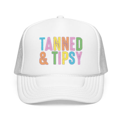 Tanned & Tipsy Trucker Hat — Colorful Summer Foam Cap