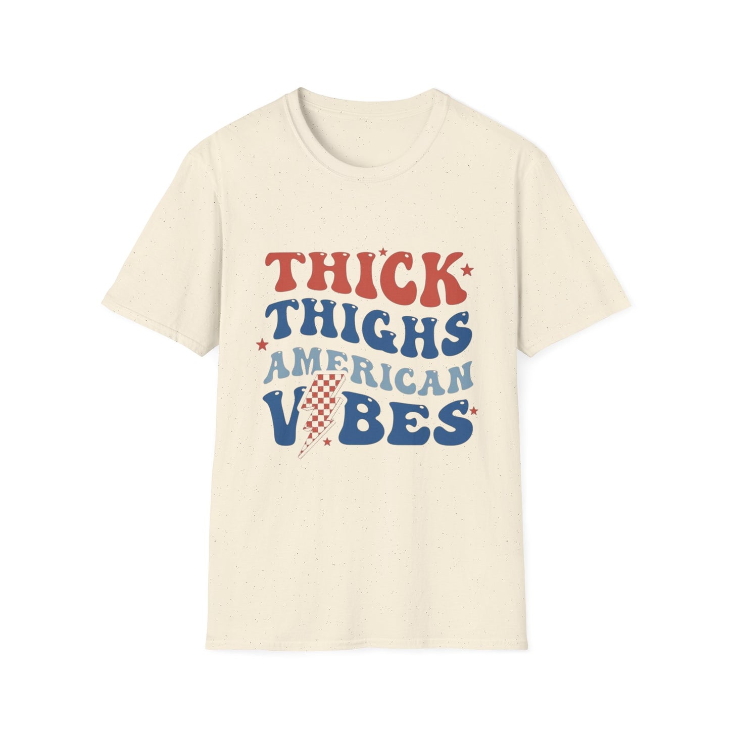 T-Shirt — "Thick Thighs American Vibes" Retro Patriotic Graphic Tee