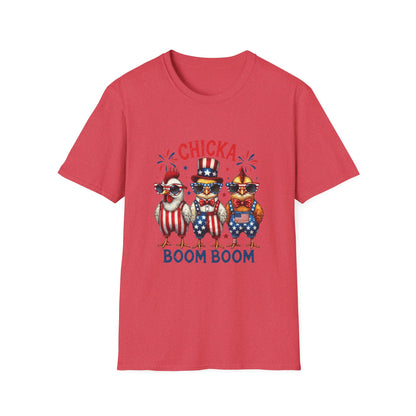 Chicka Boom Boom T-Shirt — Patriotic Trio Chickens 4th of July Tee