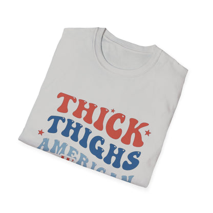 T-Shirt — "Thick Thighs American Vibes" Retro Patriotic Graphic Tee