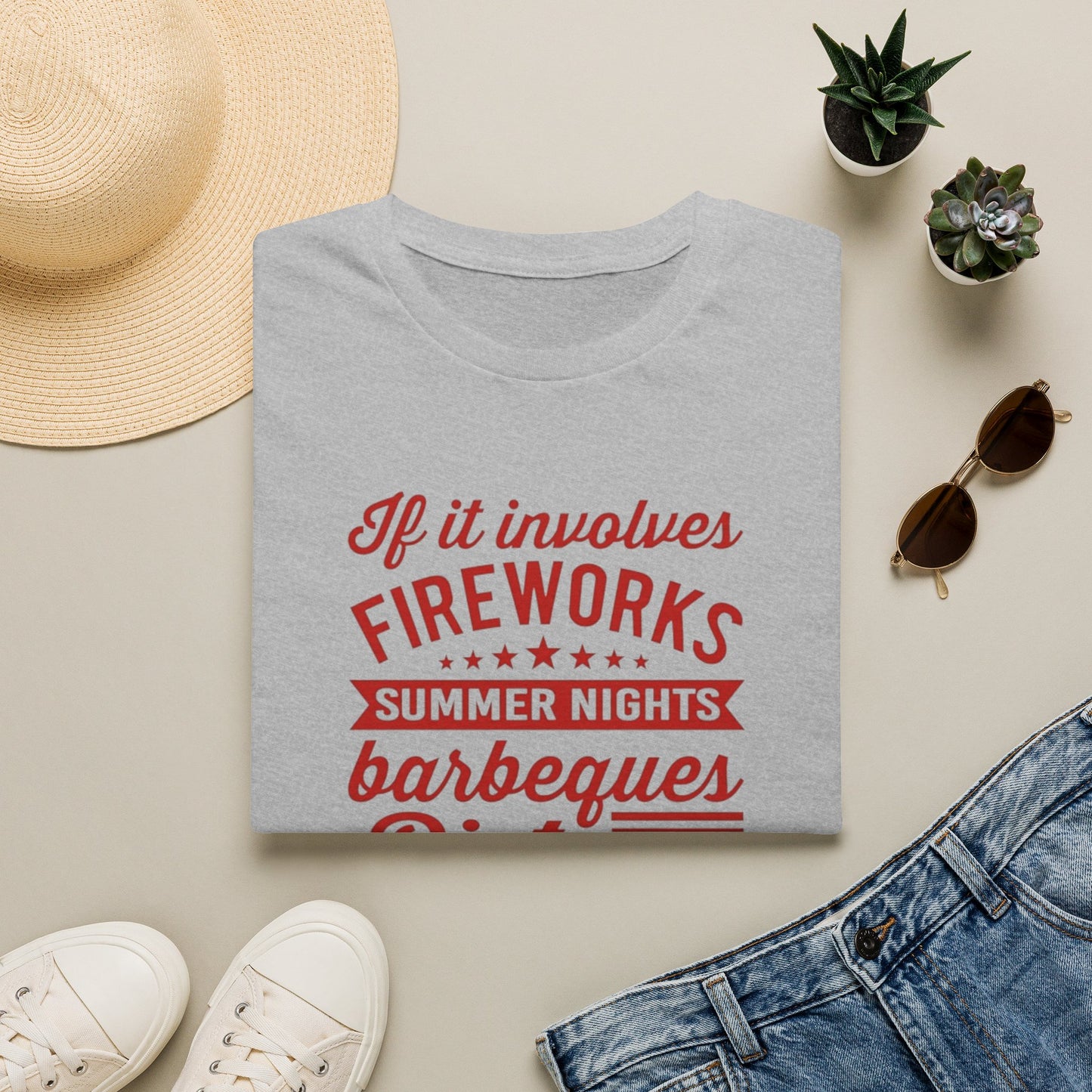 Patriotic Summer T‑Shirt — "If It Involves Fireworks, Summer Nights, Barbeques..."