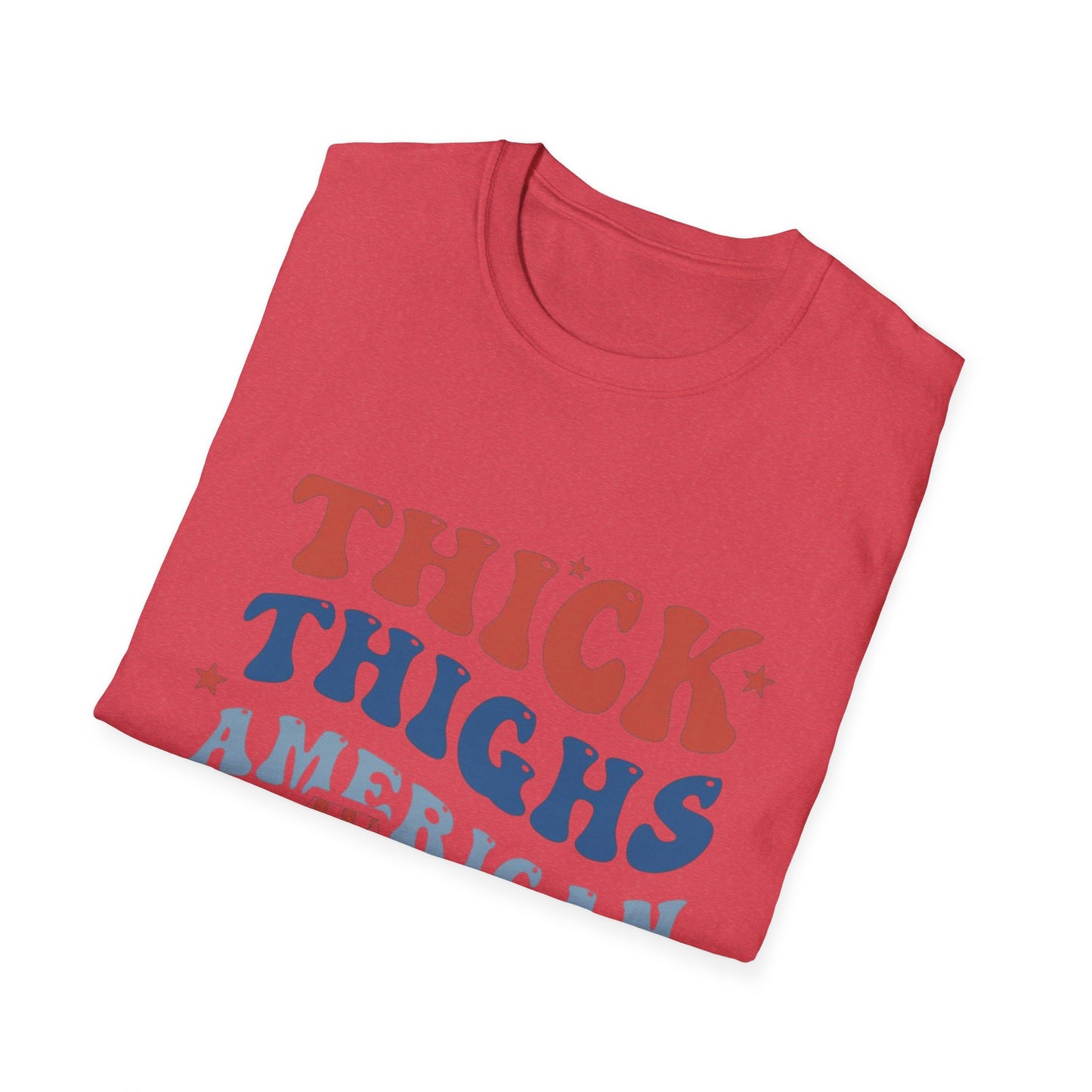 T-Shirt — "Thick Thighs American Vibes" Retro Patriotic Graphic Tee