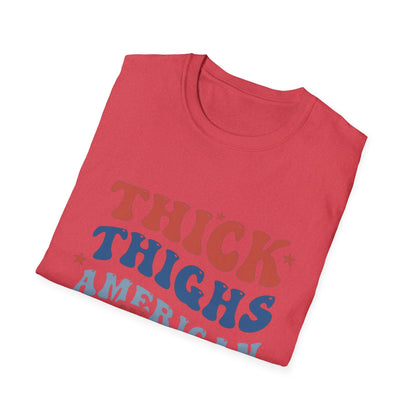 T-Shirt — "Thick Thighs American Vibes" Retro Patriotic Graphic Tee