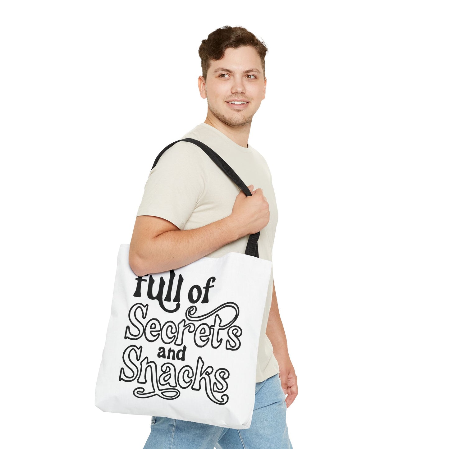 Tote Bag — "Full of Secrets and Snacks" Phrase Tote