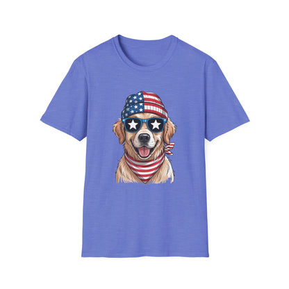 Patriotic Golden Retriever T‑Shirt — American Flag Dog Graphic Tee (4th of July)