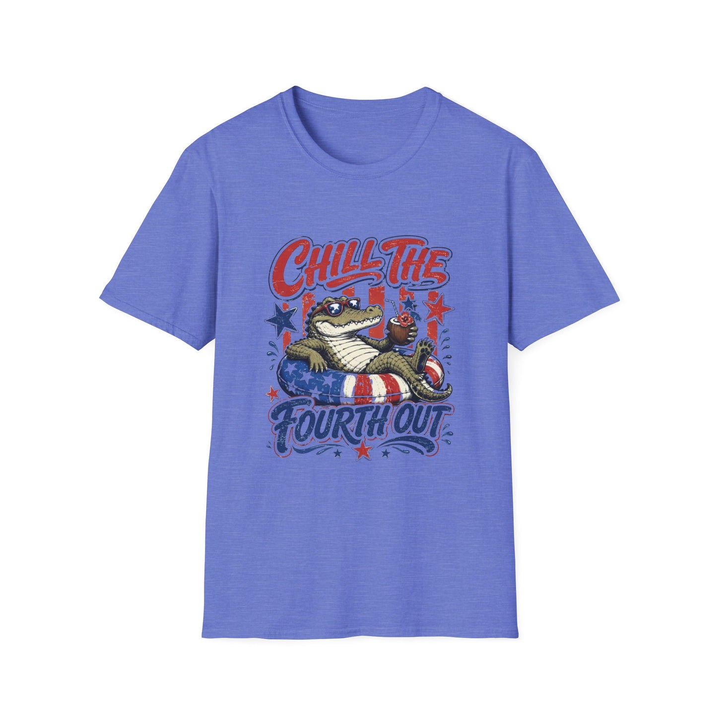 Chill The Fourth Out T‑Shirt — Retro Alligator Patriotic 4th of July Tee