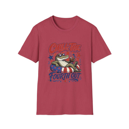Chill The Fourth Out T‑Shirt — Retro Alligator Patriotic 4th of July Tee