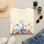 Patriotic Theme Park Characters Castle T-Shirt — Fireworks Celebration Tee