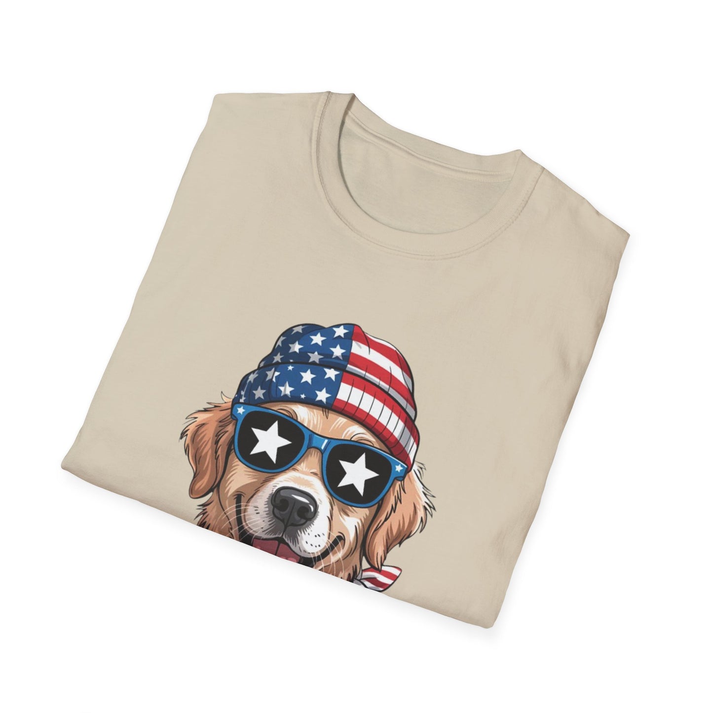 Patriotic Golden Retriever T‑Shirt — American Flag Dog Graphic Tee (4th of July)