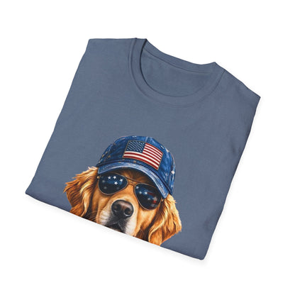 USA Golden Retriever Dog T-Shirt — Patriotic American Flag Tee