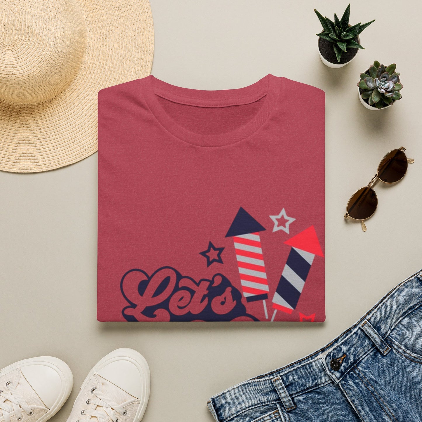 Let's Get Lit Fireworks T-Shirt — 4th of July Patriotic Party Tee