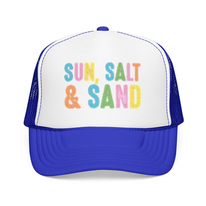 Sun, Salt & Sand Trucker Hat — Colorful Beach Foam Cap