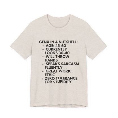 Gen X In A Nutshell Tee — Funny Vintage GenX Humor T-Shirt