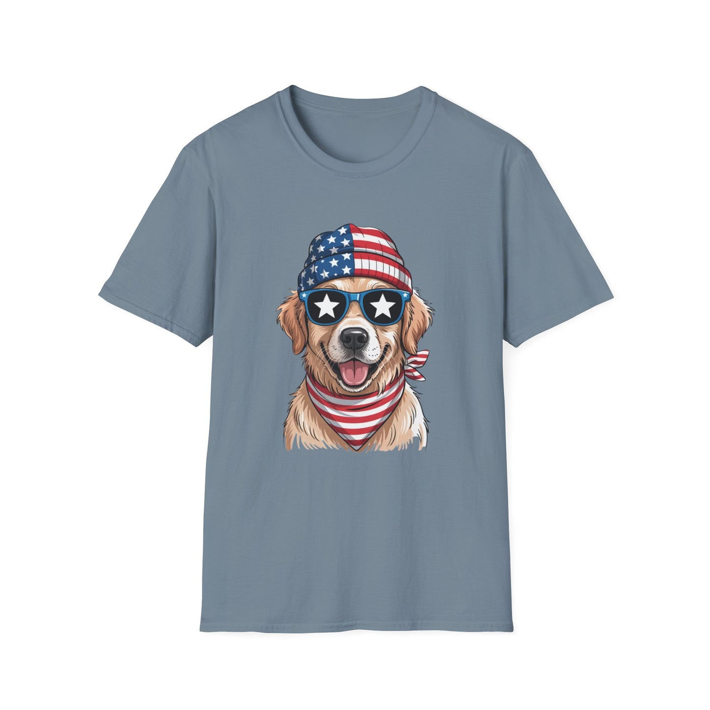 Patriotic Golden Retriever T‑Shirt — American Flag Dog Graphic Tee (4th of July)
