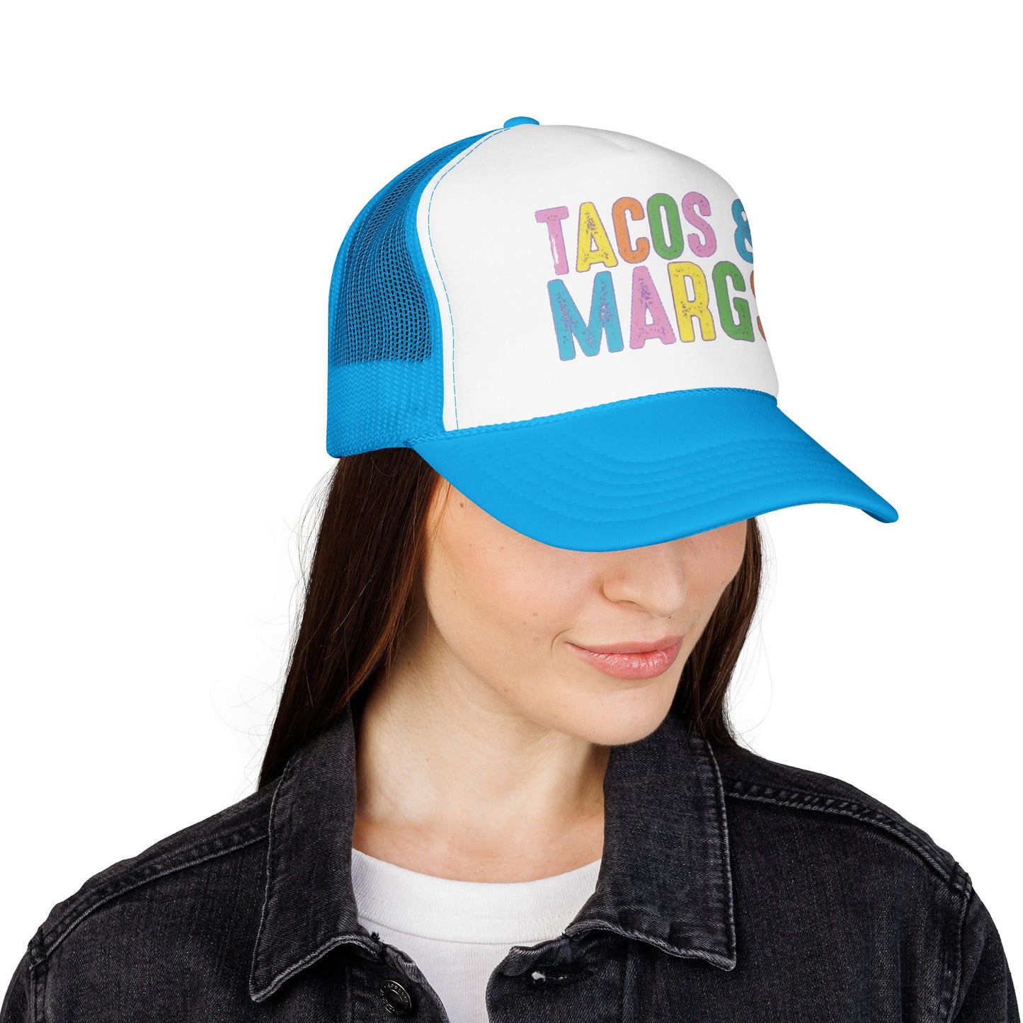 Trucker Hat — "Tacos & Margs" Colorful Retro Foam Mesh Cap