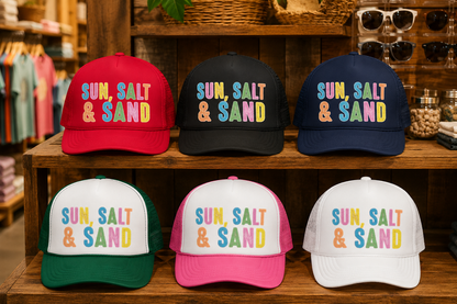 Sun, Salt & Sand Trucker Hat — Colorful Beach Foam Cap