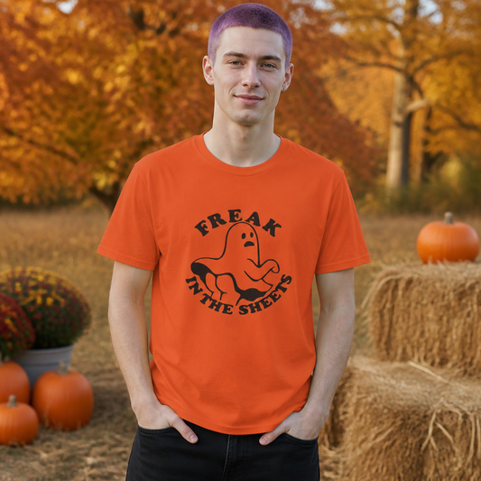 Freak in the Sheets Ghost T-Shirt — Funny Halloween Graphic Tee