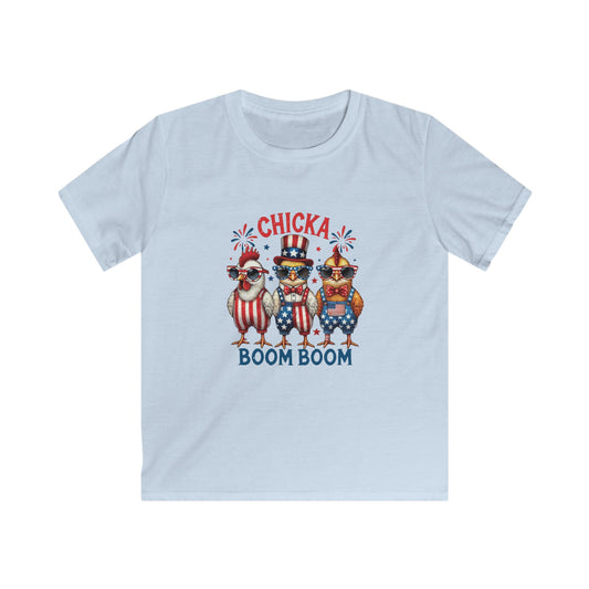Kids Tee — "Chicka Boom Boom" Patriotic Chicken 4th of July Shirt