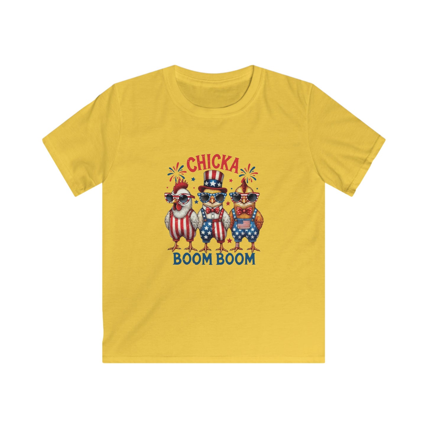 Kids Tee — "Chicka Boom Boom" Patriotic Chicken 4th of July Shirt