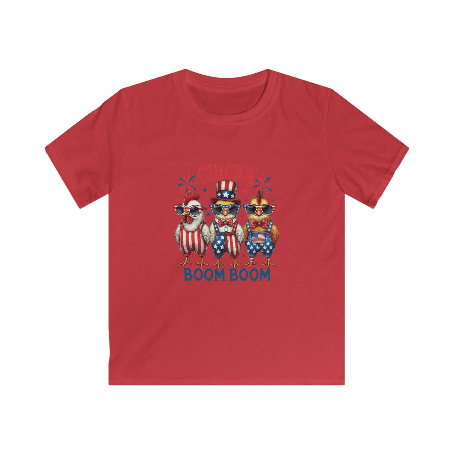 Kids Tee — "Chicka Boom Boom" Patriotic Chicken 4th of July Shirt