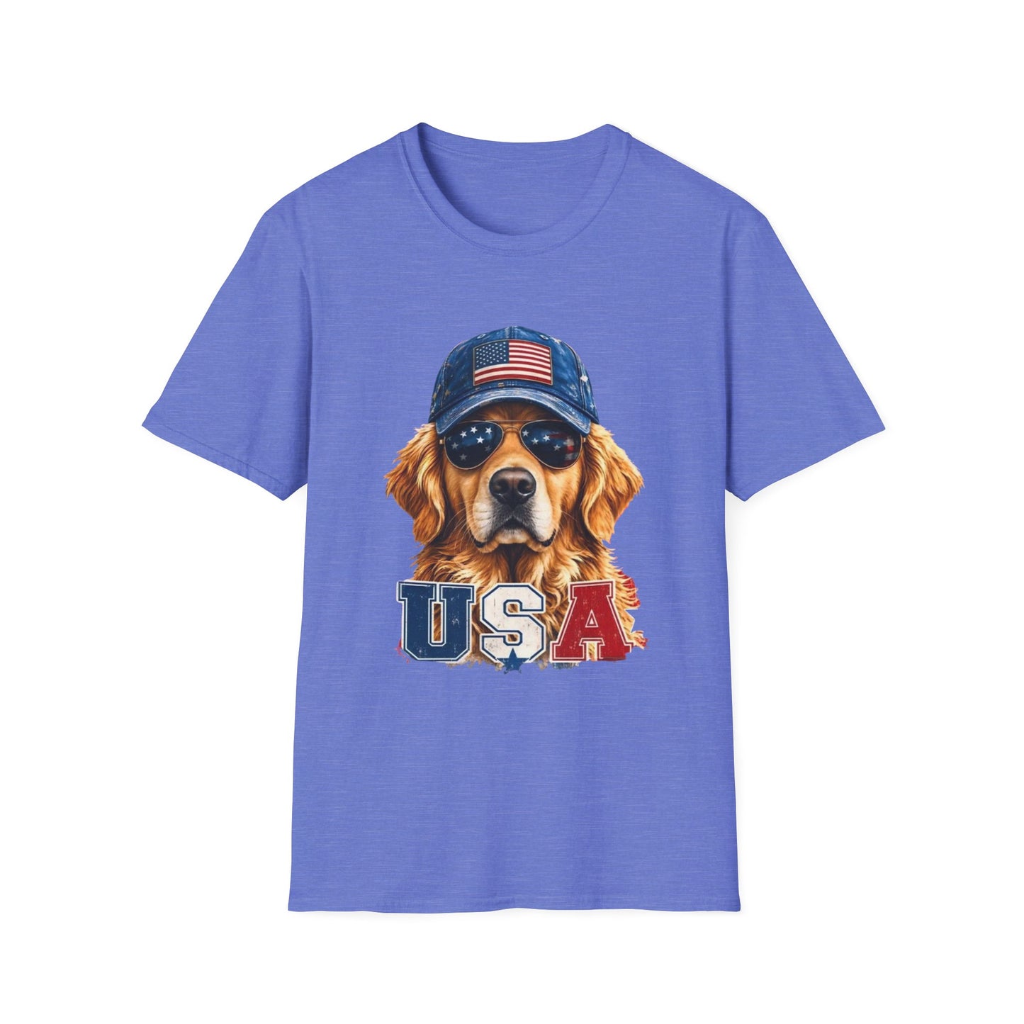 USA Golden Retriever Dog T-Shirt — Patriotic American Flag Tee