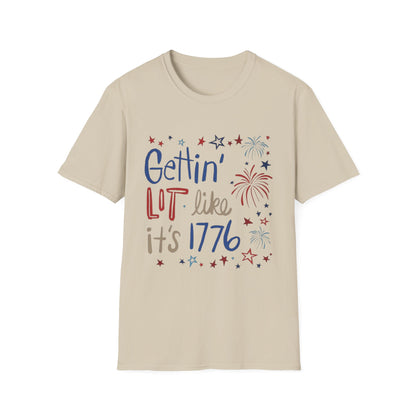 Gettin' Lit Like It's 1776 T-Shirt — Patriotic 4th of July Fireworks Tee