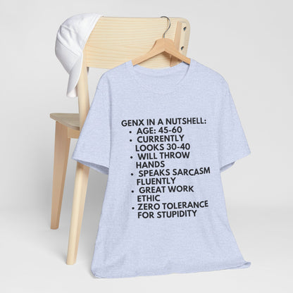 Gen X In A Nutshell Tee — Funny Vintage GenX Humor T-Shirt