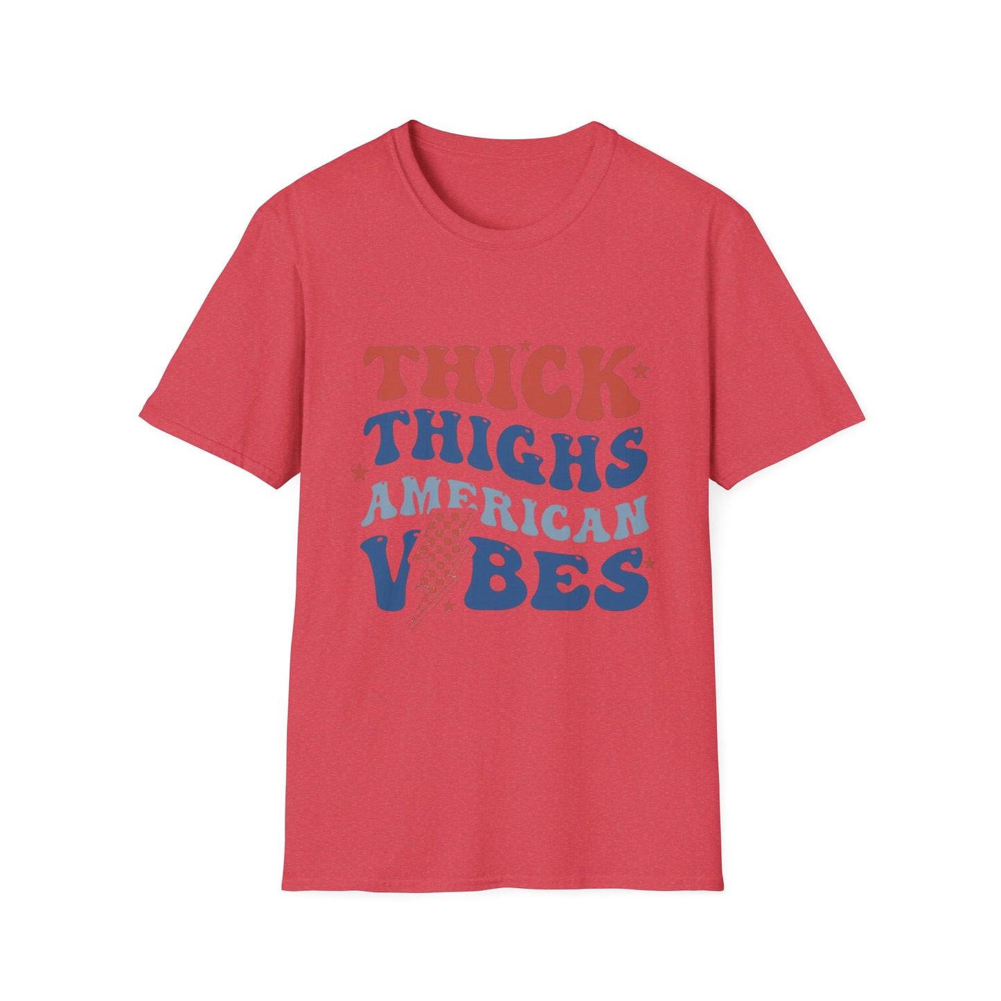T-Shirt — "Thick Thighs American Vibes" Retro Patriotic Graphic Tee