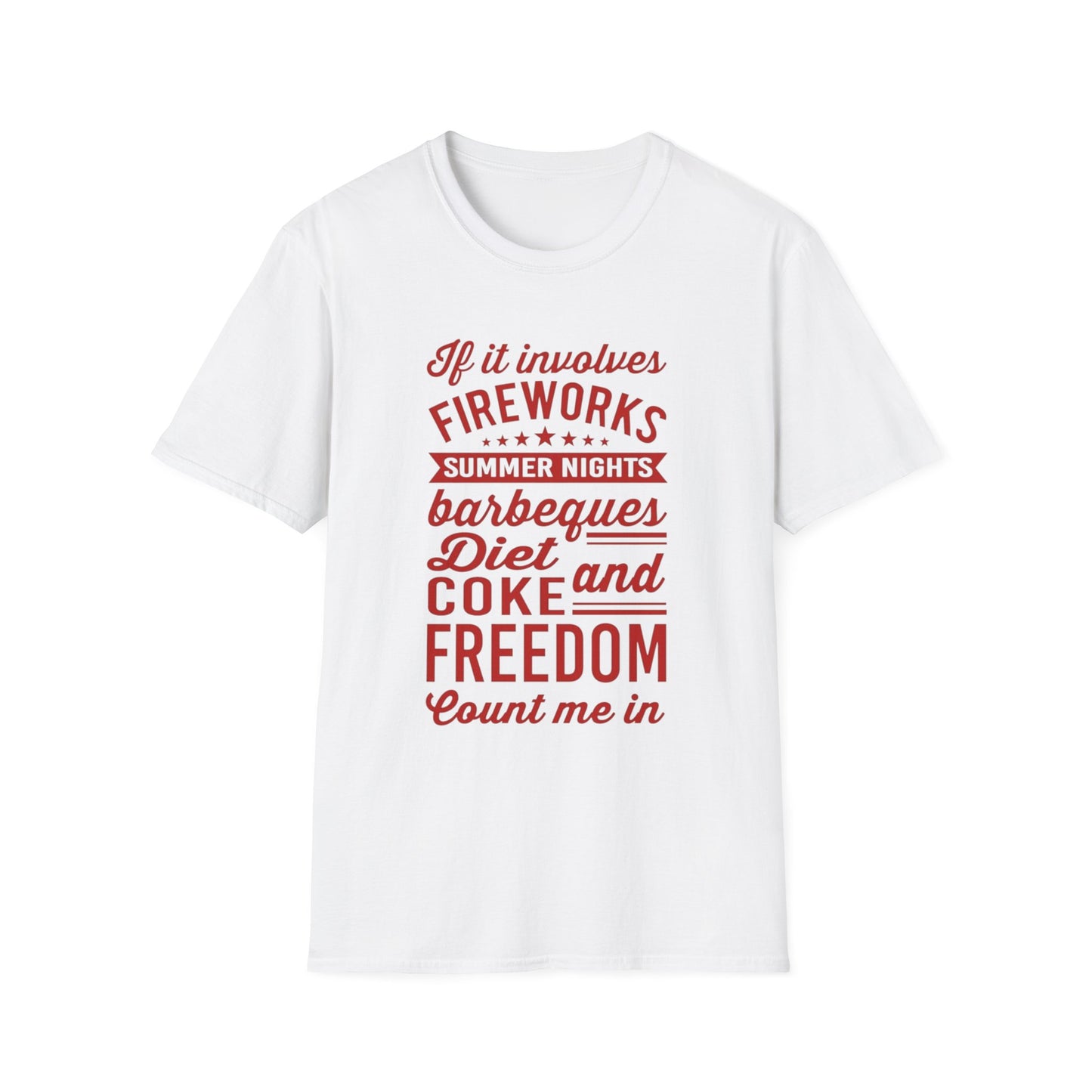 Patriotic Summer T‑Shirt — "If It Involves Fireworks, Summer Nights, Barbeques..."
