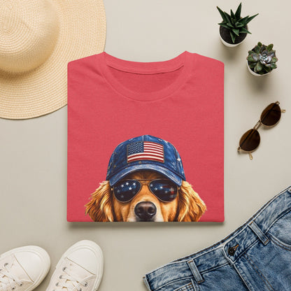 USA Golden Retriever Dog T-Shirt — Patriotic American Flag Tee