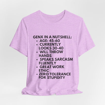 Gen X In A Nutshell Tee — Funny Vintage GenX Humor T-Shirt
