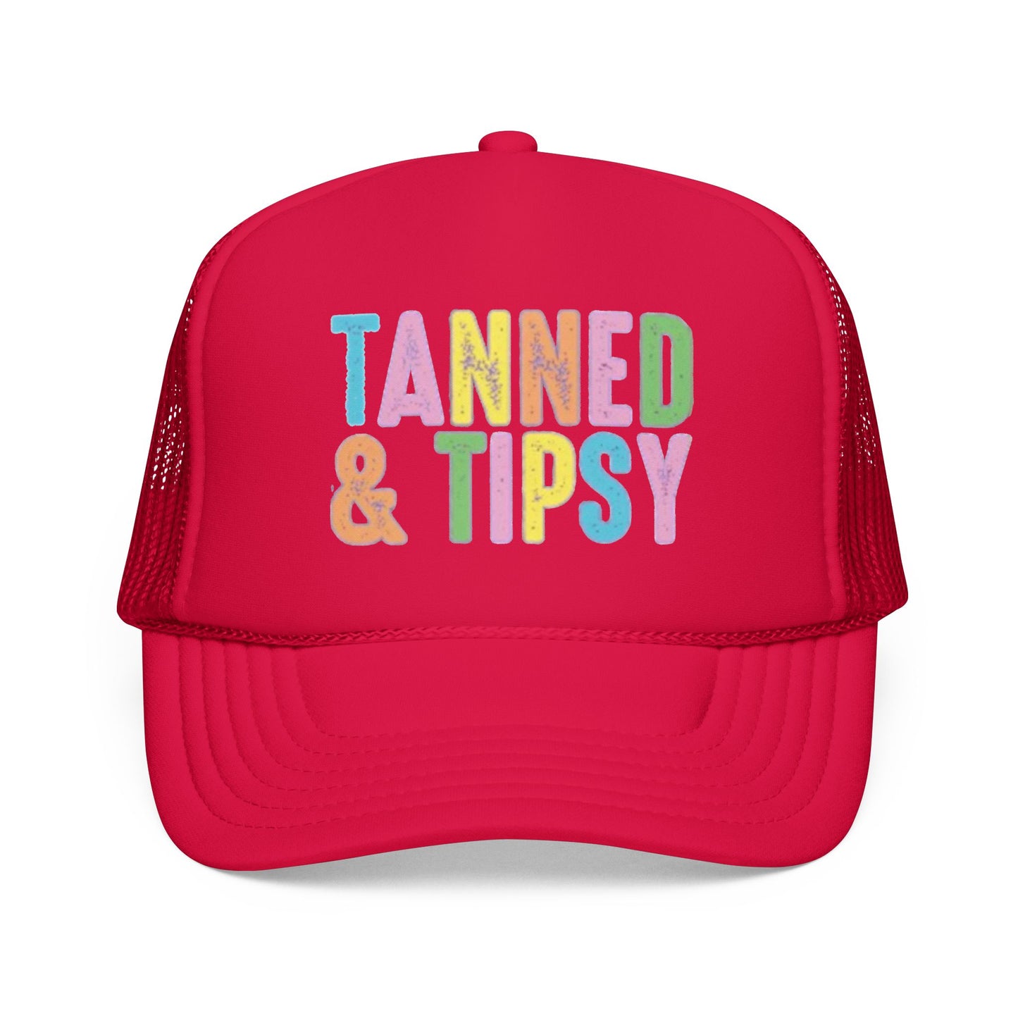 Tanned & Tipsy Trucker Hat — Colorful Summer Foam Cap