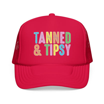 Tanned & Tipsy Trucker Hat — Colorful Summer Foam Cap