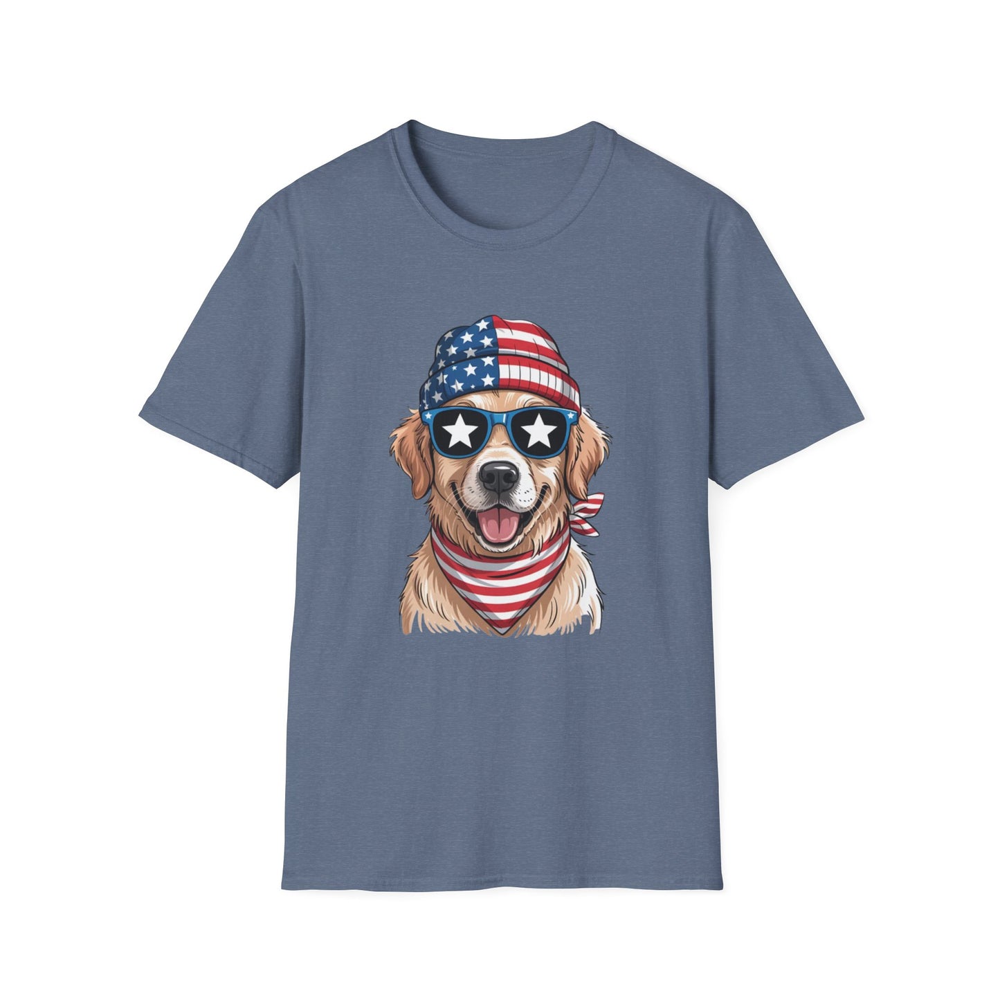 Patriotic Golden Retriever T‑Shirt — American Flag Dog Graphic Tee (4th of July)