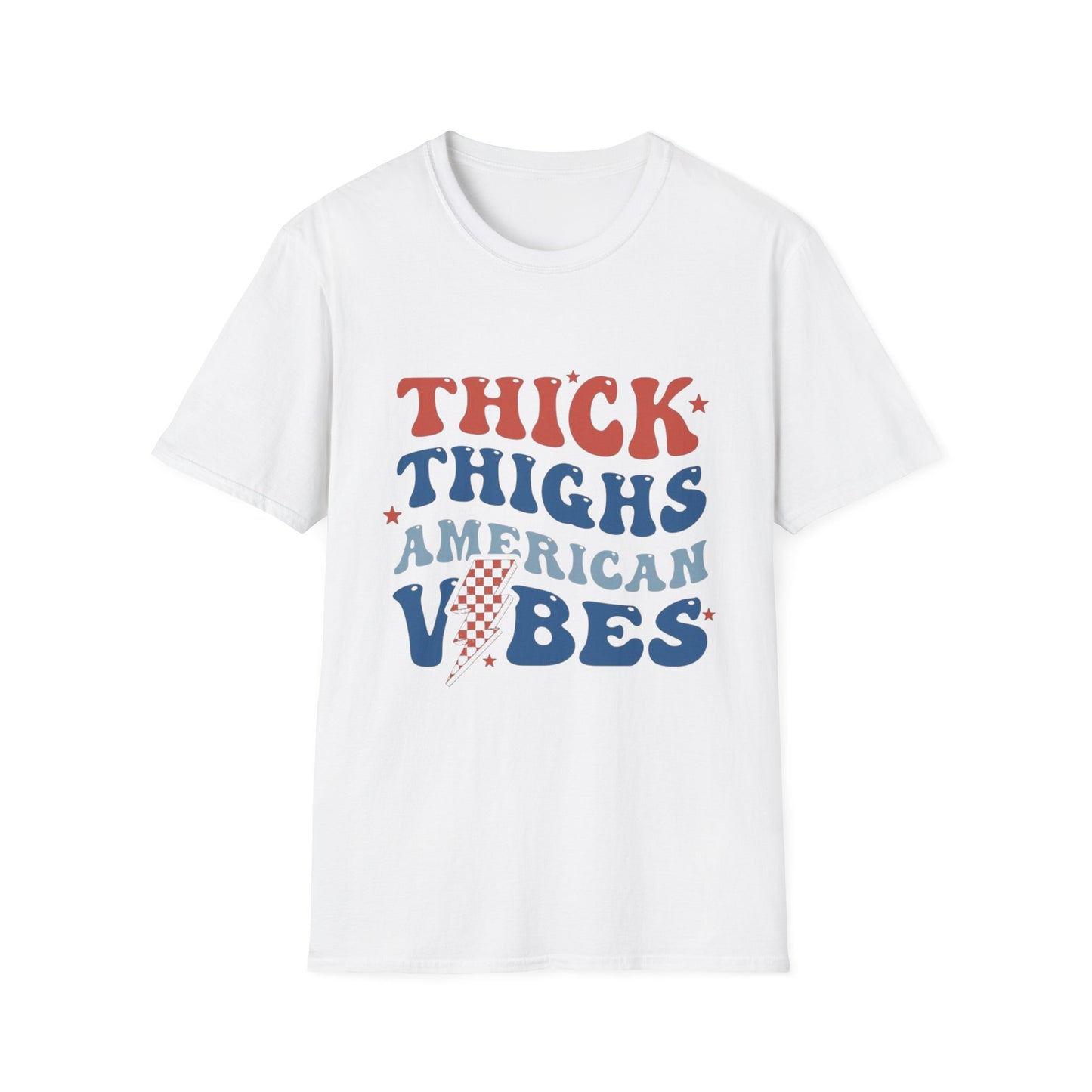 T-Shirt — "Thick Thighs American Vibes" Retro Patriotic Graphic Tee