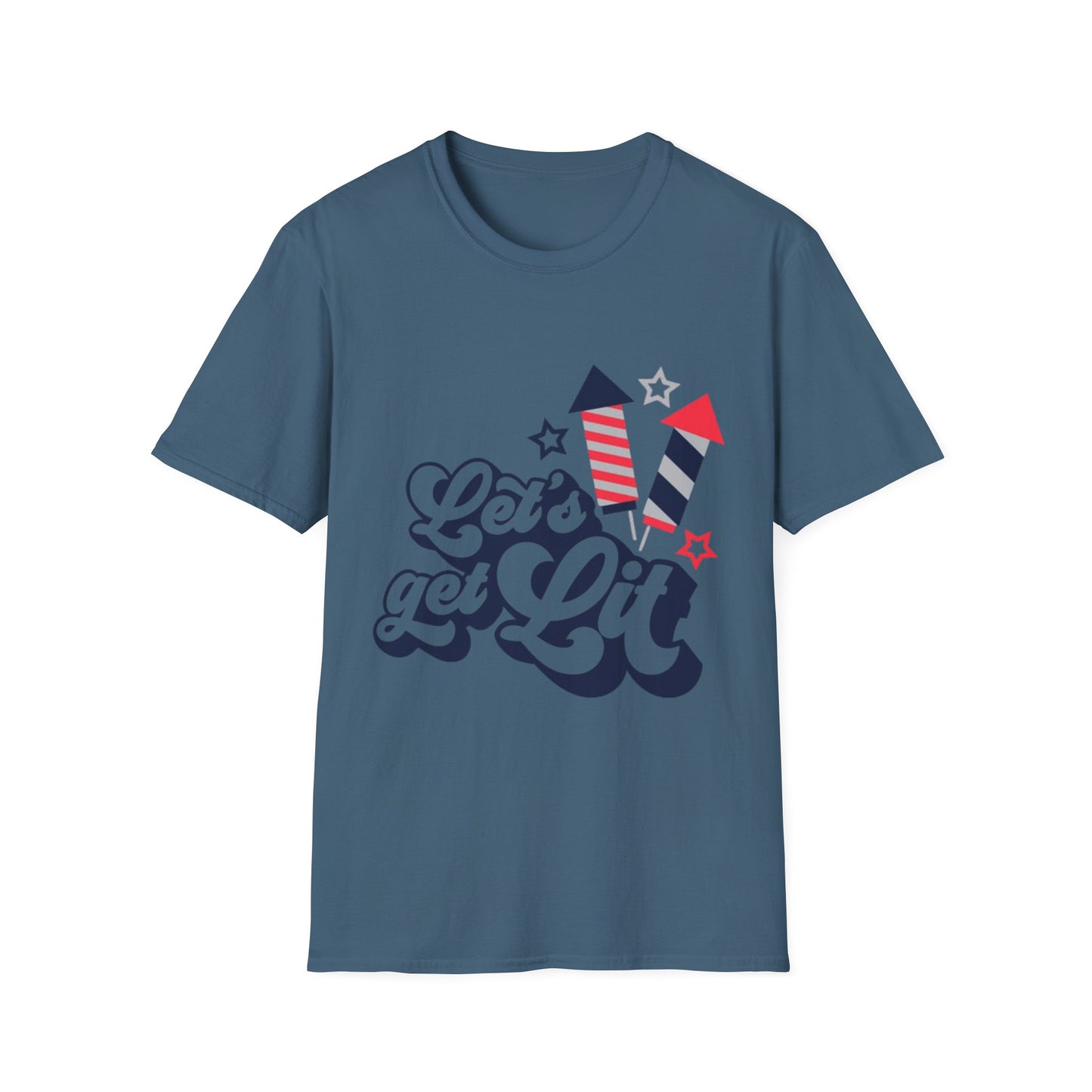 Let's Get Lit Fireworks T-Shirt — 4th of July Patriotic Party Tee