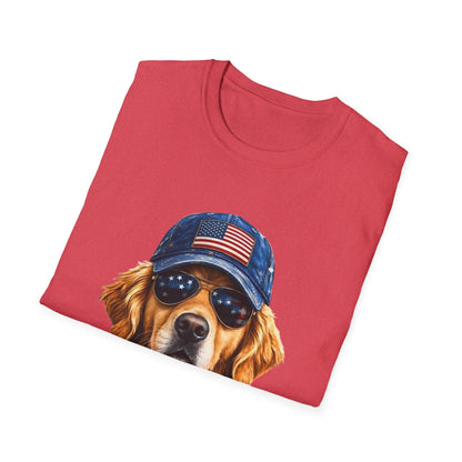 USA Golden Retriever Dog T-Shirt — Patriotic American Flag Tee