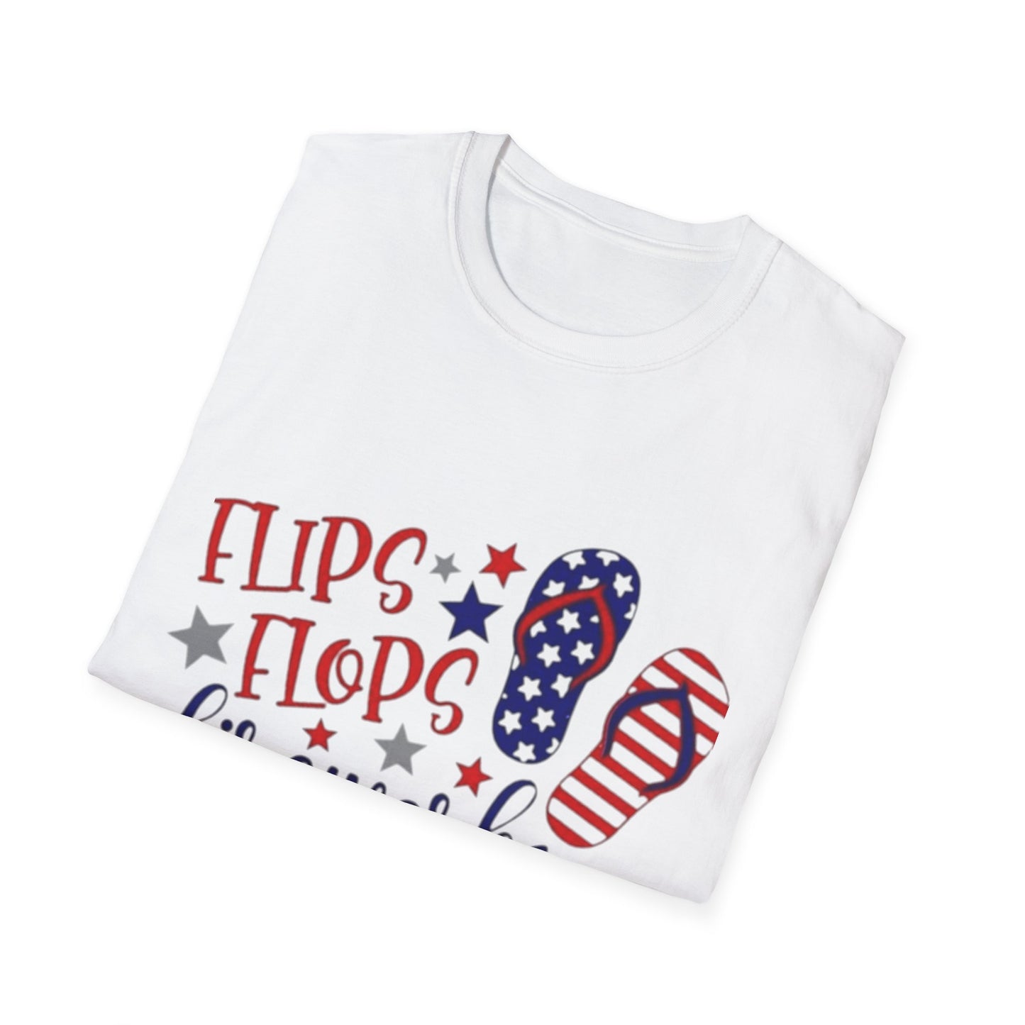 T-Shirt — "Flips Flops Fireworks & Freedom" Patriotic Fourth of July Tee