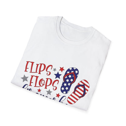 T-Shirt — "Flips Flops Fireworks & Freedom" Patriotic Fourth of July Tee