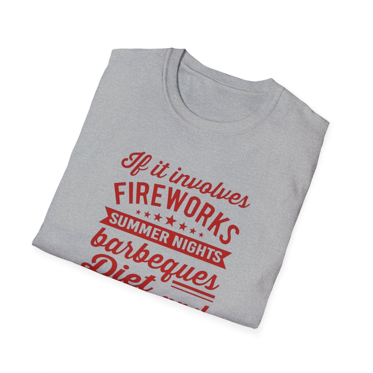 Patriotic Summer T‑Shirt — "If It Involves Fireworks, Summer Nights, Barbeques..."