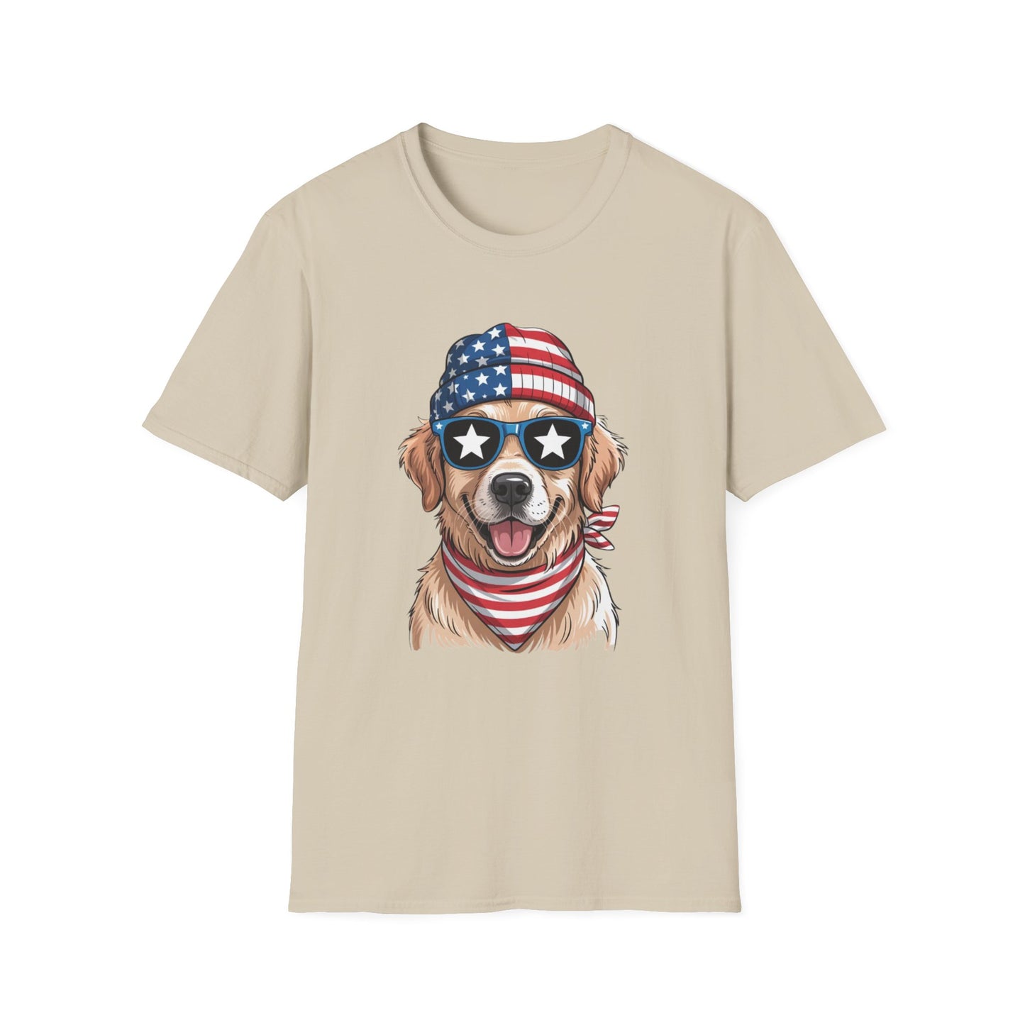 Patriotic Golden Retriever T‑Shirt — American Flag Dog Graphic Tee (4th of July)
