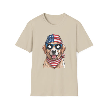 Patriotic Golden Retriever T‑Shirt — American Flag Dog Graphic Tee (4th of July)