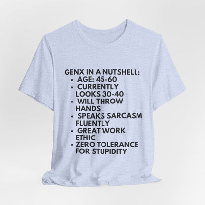 Gen X In A Nutshell Tee — Funny Vintage GenX Humor T-Shirt