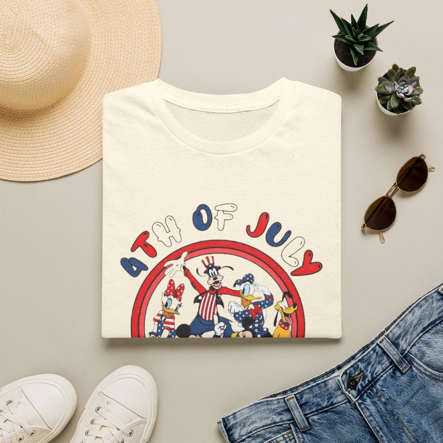 4th of July T-Shirt — Vintage Cartoon Patriotic Design