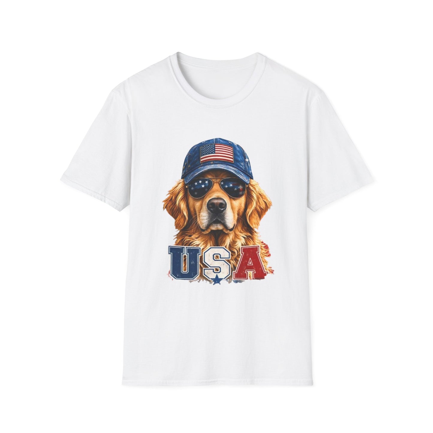 USA Golden Retriever Dog T-Shirt — Patriotic American Flag Tee