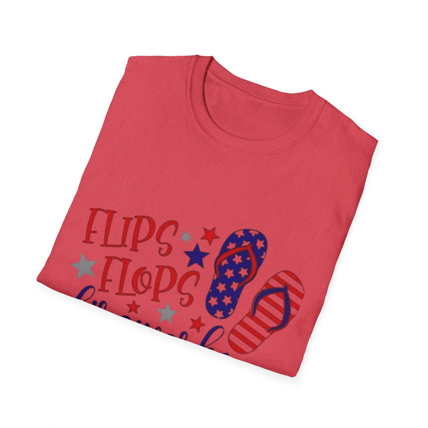 T-Shirt — "Flips Flops Fireworks & Freedom" Patriotic Fourth of July Tee